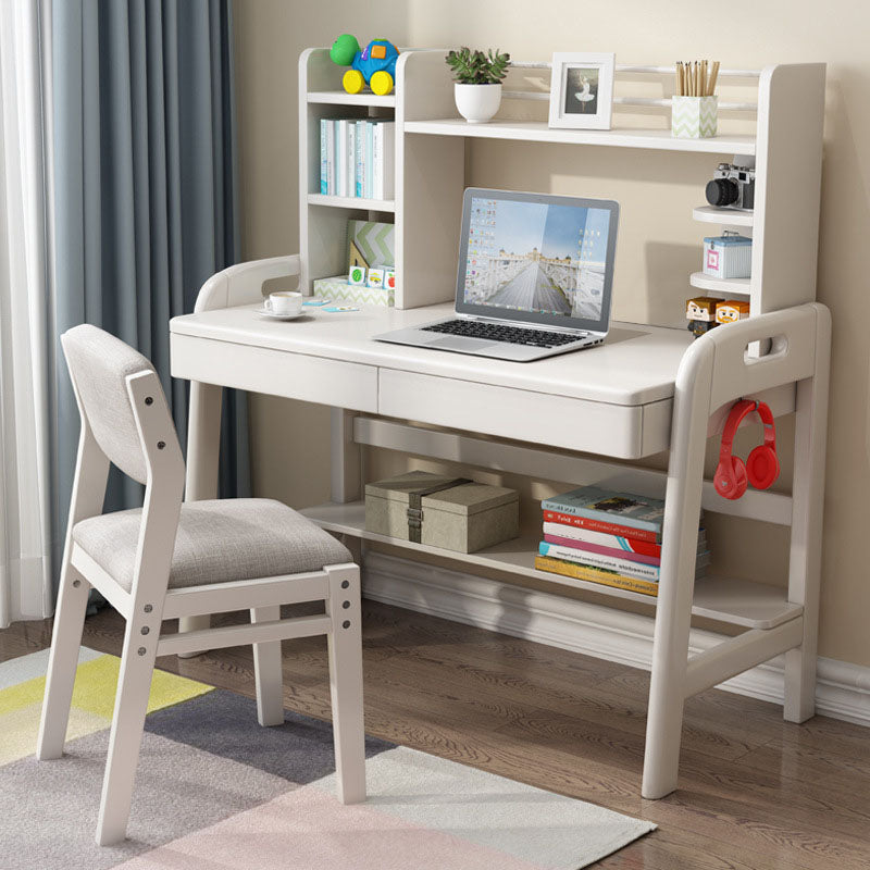 Modern Writing Desk Solid Wood Office Desk with Drawer for Bedroom White Clearhalo 'furn' 'furn_office_desk' 'Furniture' 'Office Desks' 'Office Furniture' 'office_desk' 5916782