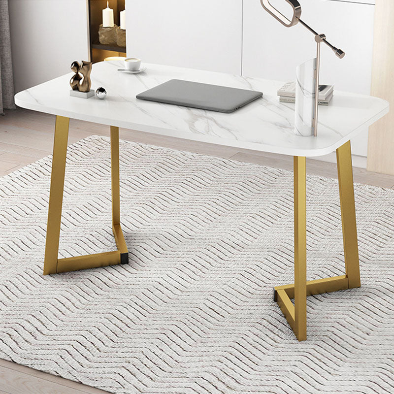 Glam Office Desk Rectangular Steel Writing Desk in Matte Finish