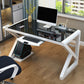 Contemporary Glass Computer Desk Cable Management Rectangular Gaming Desk