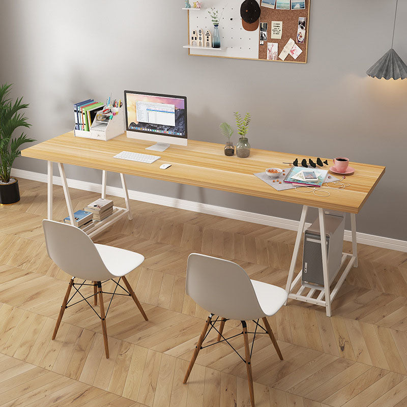 Manufactured Wood Rectangle Writing Desk Home Glam Office Desk White Yellow Clearhalo 'furn' 'furn_office_desk' 'Furniture' 'Office Desks' 'Office Furniture' 'office_desk' 5916956