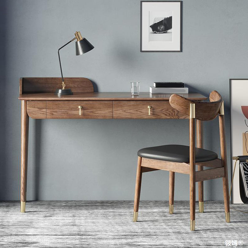 Glam Office Desk Rectangular Brown Solid Wood Writing Desk for Home 47"L x 24"W x 34"H Clearhalo 'furn' 'furn_office_desk' 'Furniture' 'Office Desks' 'Office Furniture' 'office_desk' 5916971