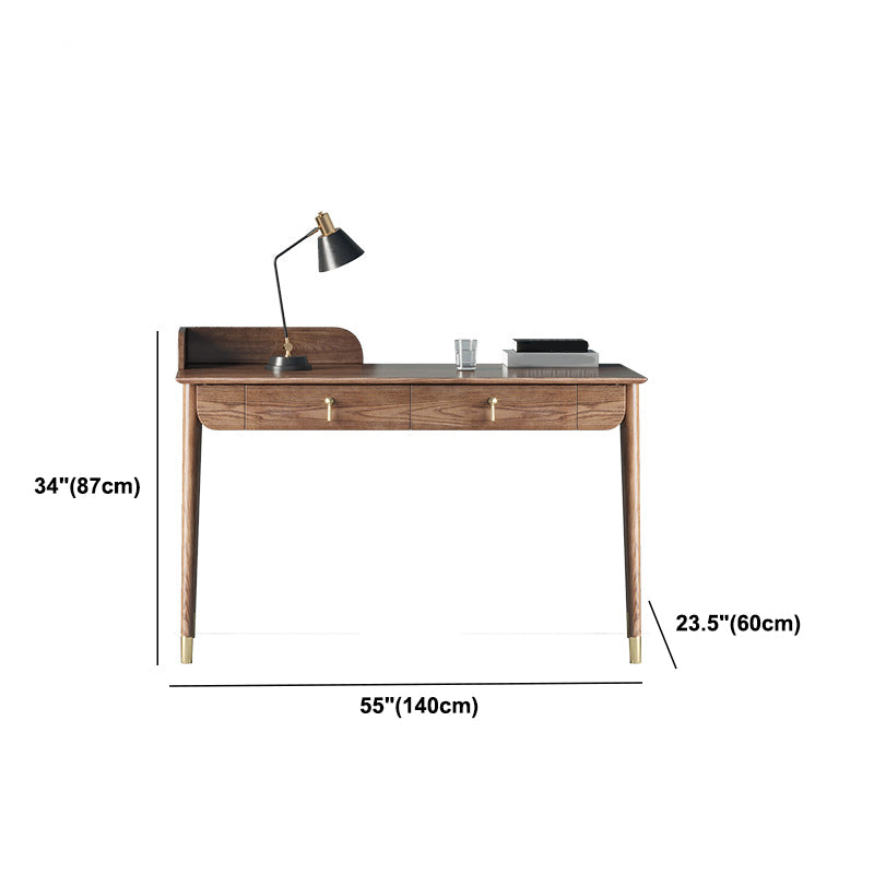 Glam Office Desk Rectangular Brown Solid Wood Writing Desk for Home Clearhalo 'furn' 'furn_office_desk' 'Furniture' 'Office Desks' 'Office Furniture' 'office_desk' 5916982