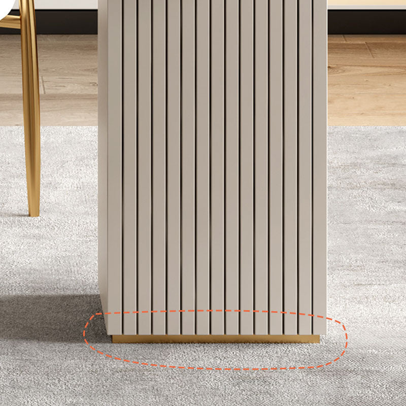 Irregular Shape Office Desk White Office Writing Desk with Metal Legs with 3-drawer Clearhalo 'furn' 'furn_office_desk' 'Furniture' 'Office Desks' 'Office Furniture' 'office_desk' 5917002