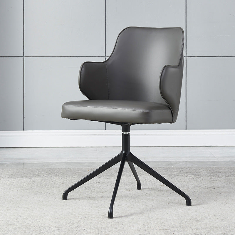 Modern Fixed Arms Office Chair Leather Ergonomic No Wheels Chair 1 Piece Clearhalo 'furn' 'furn_office_chair' 'Furniture' 'Office Chairs' 'Office Furniture' 'office_chair' 5917062