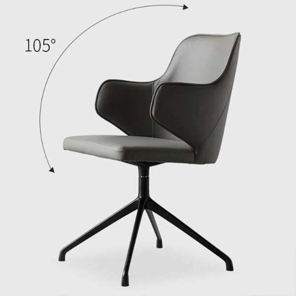 Modern Fixed Arms Office Chair Leather Ergonomic No Wheels Chair Clearhalo 'furn' 'furn_office_chair' 'Furniture' 'Office Chairs' 'Office Furniture' 'office_chair' 5917069