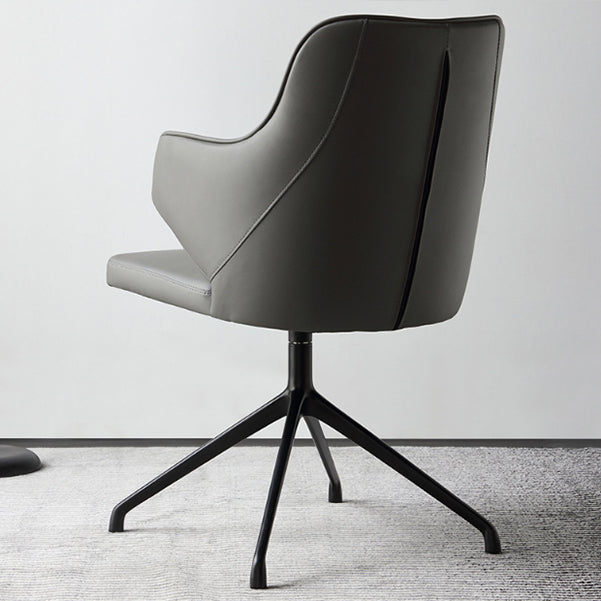 Modern Fixed Arms Office Chair Leather Ergonomic No Wheels Chair Clearhalo 'furn' 'furn_office_chair' 'Furniture' 'Office Chairs' 'Office Furniture' 'office_chair' 5917071