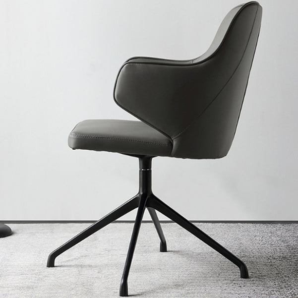 Modern Fixed Arms Office Chair Leather Ergonomic No Wheels Chair Clearhalo 'furn' 'furn_office_chair' 'Furniture' 'Office Chairs' 'Office Furniture' 'office_chair' 5917072