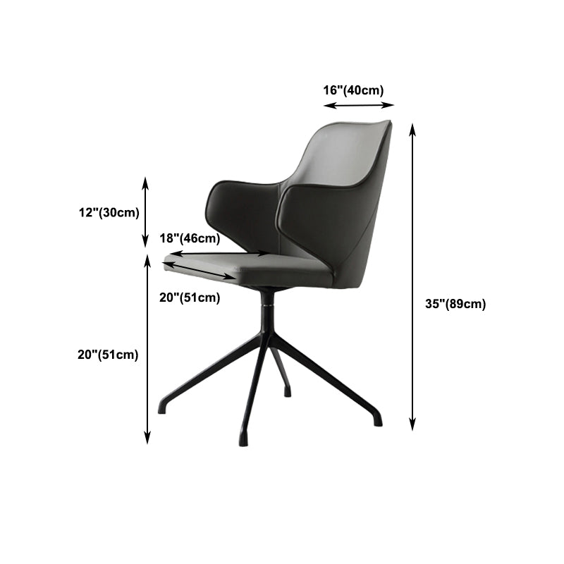 Modern Fixed Arms Office Chair Leather Ergonomic No Wheels Chair Clearhalo 'furn' 'furn_office_chair' 'Furniture' 'Office Chairs' 'Office Furniture' 'office_chair' 5917073