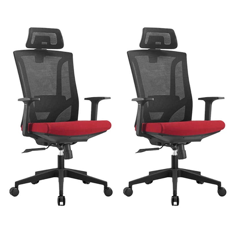 Contemporary High Back Office Chair Ergonomic Adjustable Chair Black-Red 2 Piece Set Clearhalo 'furn' 'furn_office_chair' 'Furniture' 'Office Chairs' 'Office Furniture' 'office_chair' 5917087