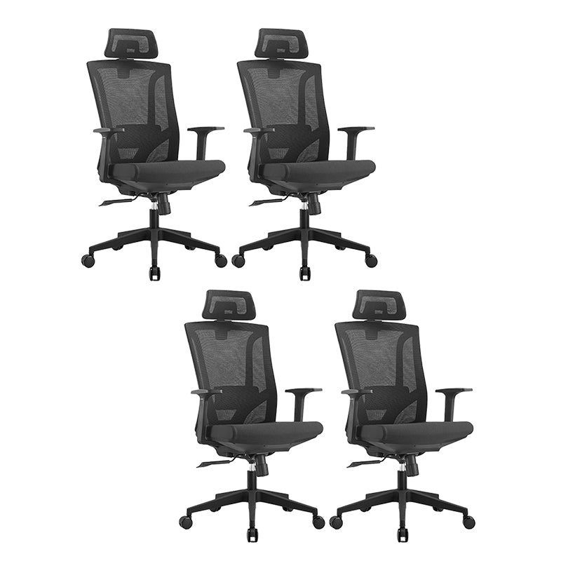 Contemporary High Back Office Chair Ergonomic Adjustable Chair Black 4 Piece Set Clearhalo 'furn' 'furn_office_chair' 'Furniture' 'Office Chairs' 'Office Furniture' 'office_chair' 5917089