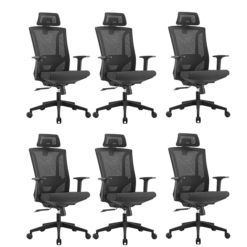 Contemporary High Back Office Chair Ergonomic Adjustable Chair Black 6 Piece Set Clearhalo 'furn' 'furn_office_chair' 'Furniture' 'Office Chairs' 'Office Furniture' 'office_chair' 5917095