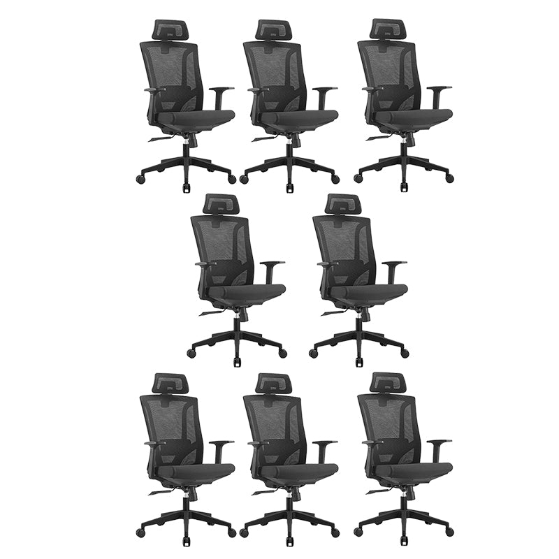 Contemporary High Back Office Chair Ergonomic Adjustable Chair Black 8 Piece Set Clearhalo 'furn' 'furn_office_chair' 'Furniture' 'Office Chairs' 'Office Furniture' 'office_chair' 5917098