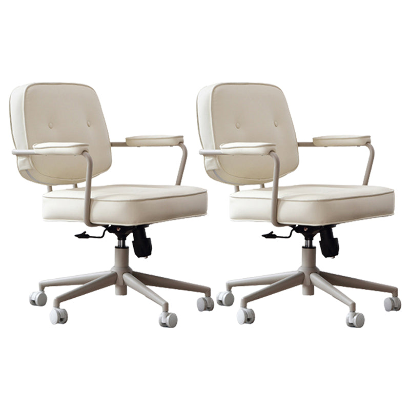 23"W Contemporary Office Chair White Swivel Upholstered Desk Chair 2 Piece Set Clearhalo 'furn' 'furn_office_chair' 'Furniture' 'Office Chairs' 'Office Furniture' 'office_chair' 5917103