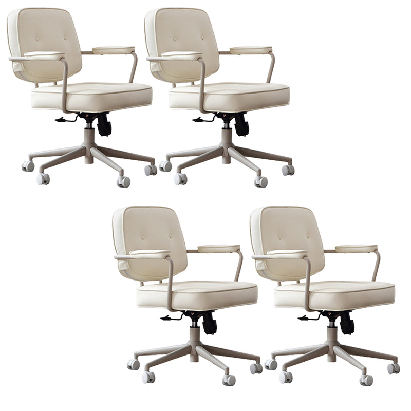 23"W Contemporary Office Chair White Swivel Upholstered Desk Chair 4 Piece Set Clearhalo 'furn' 'furn_office_chair' 'Furniture' 'Office Chairs' 'Office Furniture' 'office_chair' 5917104