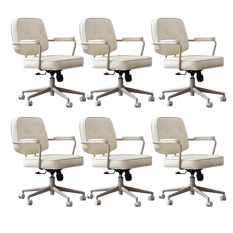 23"W Contemporary Office Chair White Swivel Upholstered Desk Chair 6 Piece Set Clearhalo 'furn' 'furn_office_chair' 'Furniture' 'Office Chairs' 'Office Furniture' 'office_chair' 5917106