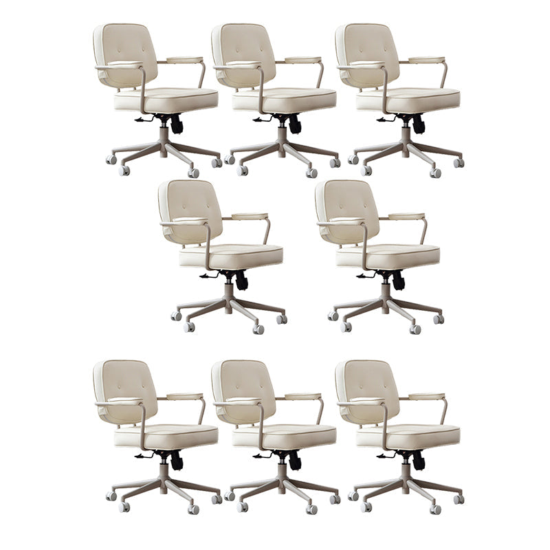 23"W Contemporary Office Chair White Swivel Upholstered Desk Chair 8 Piece Set Clearhalo 'furn' 'furn_office_chair' 'Furniture' 'Office Chairs' 'Office Furniture' 'office_chair' 5917108