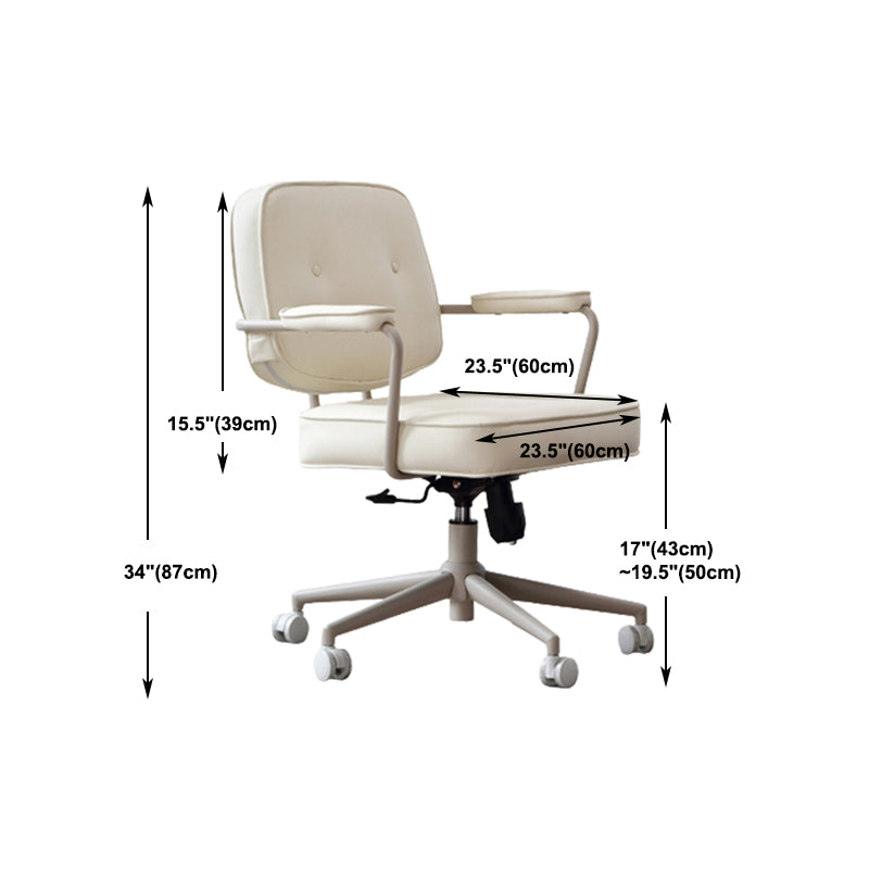 23"W Contemporary Office Chair White Swivel Upholstered Desk Chair Clearhalo 'furn' 'furn_office_chair' 'Furniture' 'Office Chairs' 'Office Furniture' 'office_chair' 5917115