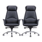 Contemporary Chair Black Leather Adjustable Seat Height Office Chair 2 Piece Set Clearhalo 'furn' 'furn_office_chair' 'Furniture' 'Office Chairs' 'Office Furniture' 'office_chair' 5917285