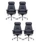 Contemporary Chair Black Leather Adjustable Seat Height Office Chair 4 Piece Set Clearhalo 'furn' 'furn_office_chair' 'Furniture' 'Office Chairs' 'Office Furniture' 'office_chair' 5917287