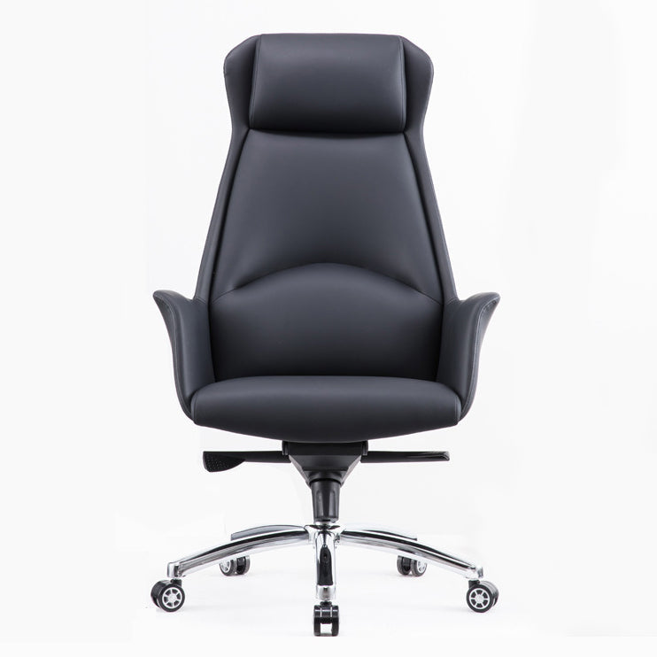 Contemporary Chair Black Leather Adjustable Seat Height Office Chair Clearhalo 'furn' 'furn_office_chair' 'Furniture' 'Office Chairs' 'Office Furniture' 'office_chair' 5917292