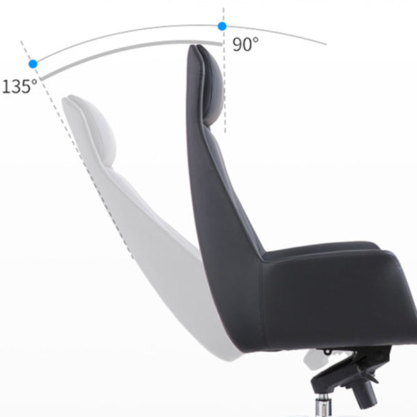 Contemporary Chair Black Leather Adjustable Seat Height Office Chair Clearhalo 'furn' 'furn_office_chair' 'Furniture' 'Office Chairs' 'Office Furniture' 'office_chair' 5917296