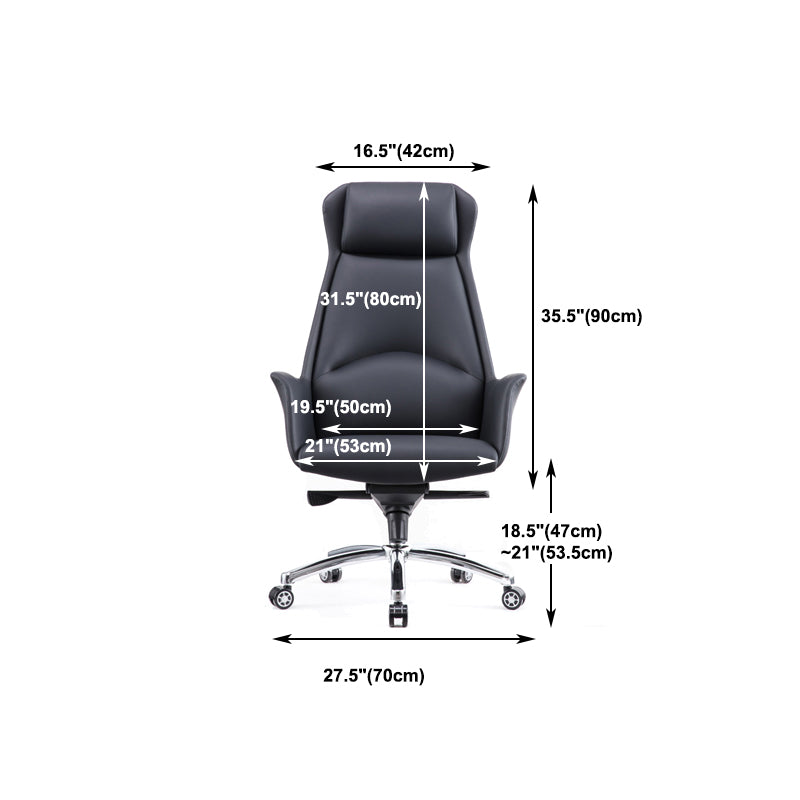 Contemporary Chair Black Leather Adjustable Seat Height Office Chair Clearhalo 'furn' 'furn_office_chair' 'Furniture' 'Office Chairs' 'Office Furniture' 'office_chair' 5917297