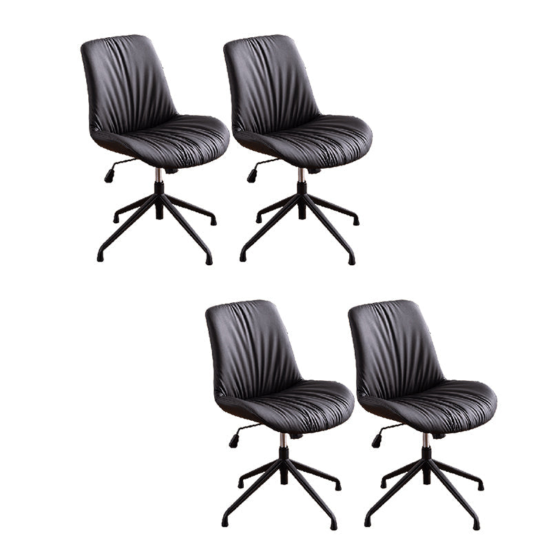 23"W Contemporary Office Chair Adjustable Seat Height Desk Chair Matte Black 4 Piece Set Clearhalo 'furn' 'furn_office_chair' 'Furniture' 'Office Chairs' 'Office Furniture' 'office_chair' 5917317