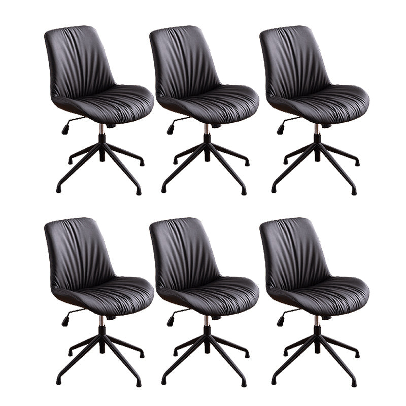 23"W Contemporary Office Chair Adjustable Seat Height Desk Chair Matte Black 6 Piece Set Clearhalo 'furn' 'furn_office_chair' 'Furniture' 'Office Chairs' 'Office Furniture' 'office_chair' 5917329