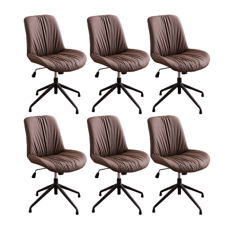 23"W Contemporary Office Chair Adjustable Seat Height Desk Chair Dark Coffee 6 Piece Set Clearhalo 'furn' 'furn_office_chair' 'Furniture' 'Office Chairs' 'Office Furniture' 'office_chair' 5917331