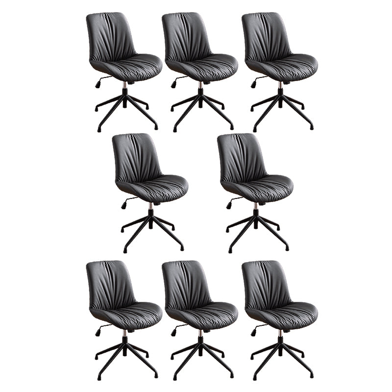 23"W Contemporary Office Chair Adjustable Seat Height Desk Chair Black 8 Piece Set Clearhalo 'furn' 'furn_office_chair' 'Furniture' 'Office Chairs' 'Office Furniture' 'office_chair' 5917336