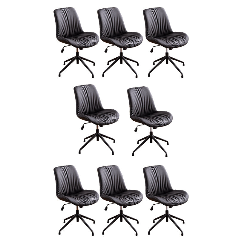 23"W Contemporary Office Chair Adjustable Seat Height Desk Chair Matte Black 8 Piece Set Clearhalo 'furn' 'furn_office_chair' 'Furniture' 'Office Chairs' 'Office Furniture' 'office_chair' 5917337