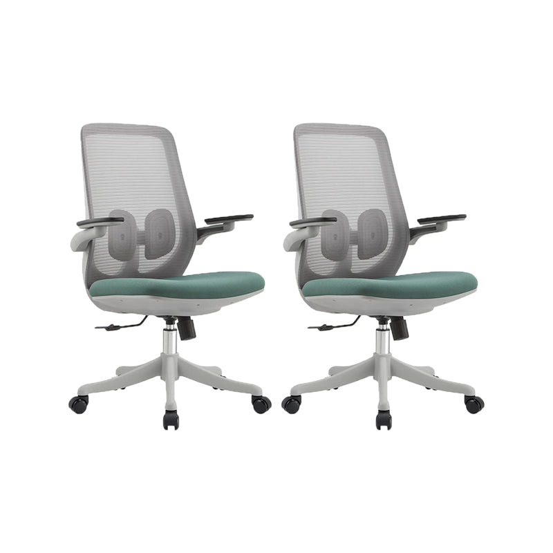 Contemporary Office Chair High Back Lumbar Support Desk Chair Gray-Green 2 Piece Set Clearhalo 'furn' 'furn_office_chair' 'Furniture' 'Office Chairs' 'Office Furniture' 'office_chair' 5917474