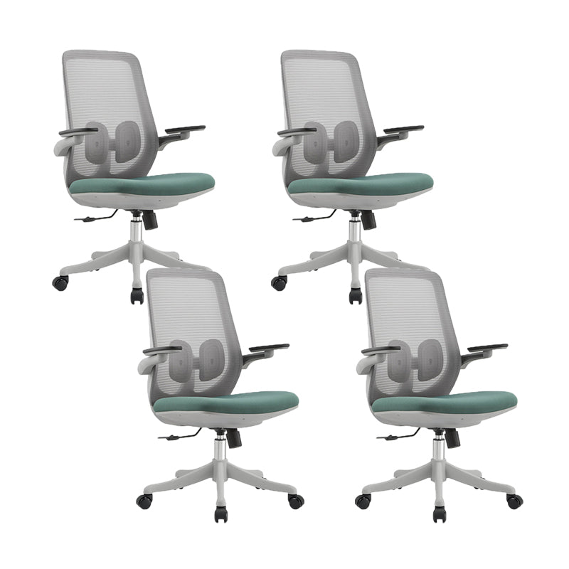 Contemporary Office Chair High Back Lumbar Support Desk Chair Gray-Green 4 Piece Set Clearhalo 'furn' 'furn_office_chair' 'Furniture' 'Office Chairs' 'Office Furniture' 'office_chair' 5917475