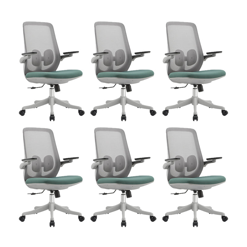 Contemporary Office Chair High Back Lumbar Support Desk Chair Gray-Green 6 Piece Set Clearhalo 'furn' 'furn_office_chair' 'Furniture' 'Office Chairs' 'Office Furniture' 'office_chair' 5917476