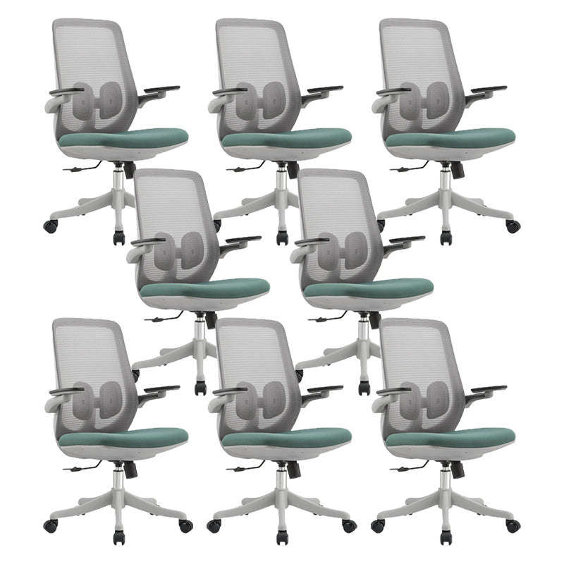 Contemporary Office Chair High Back Lumbar Support Desk Chair Gray-Green 8 Piece Set Clearhalo 'furn' 'furn_office_chair' 'Furniture' 'Office Chairs' 'Office Furniture' 'office_chair' 5917477