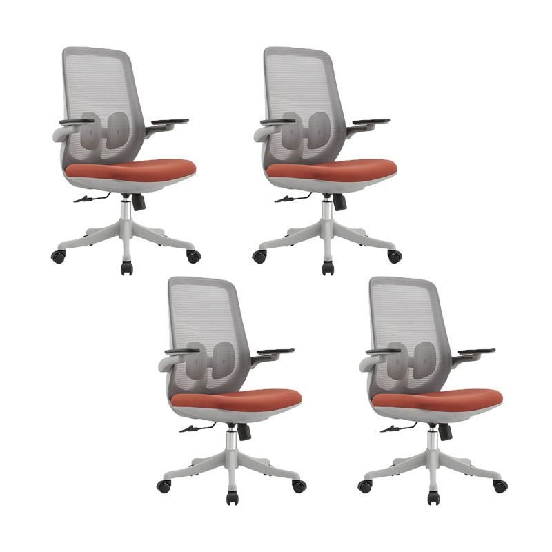 Contemporary Office Chair High Back Lumbar Support Desk Chair Gray-Orange 4 Piece Set Clearhalo 'furn' 'furn_office_chair' 'Furniture' 'Office Chairs' 'Office Furniture' 'office_chair' 5917480