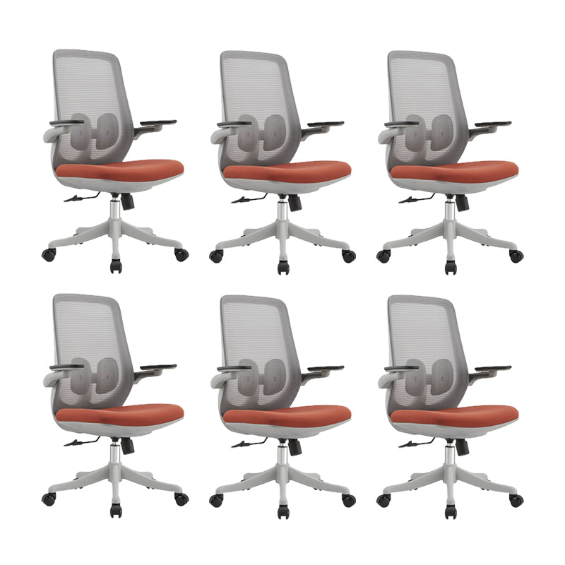 Contemporary Office Chair High Back Lumbar Support Desk Chair Gray-Orange 6 Piece Set Clearhalo 'furn' 'furn_office_chair' 'Furniture' 'Office Chairs' 'Office Furniture' 'office_chair' 5917481