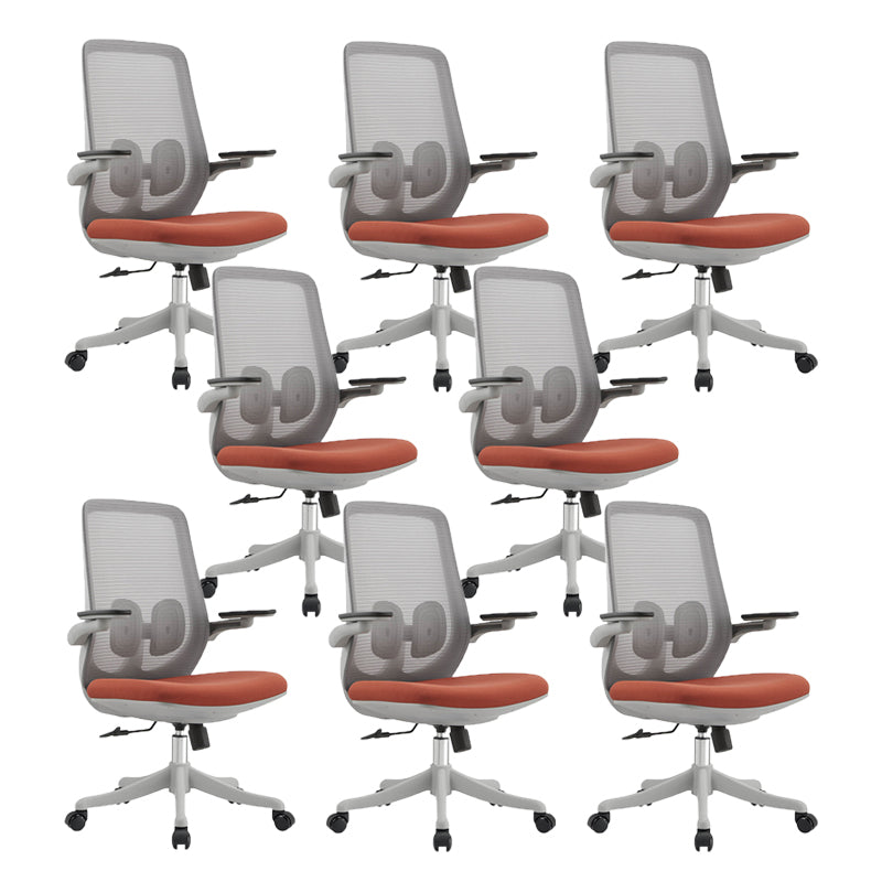 Contemporary Office Chair High Back Lumbar Support Desk Chair Gray-Orange 8 Piece Set Clearhalo 'furn' 'furn_office_chair' 'Furniture' 'Office Chairs' 'Office Furniture' 'office_chair' 5917482