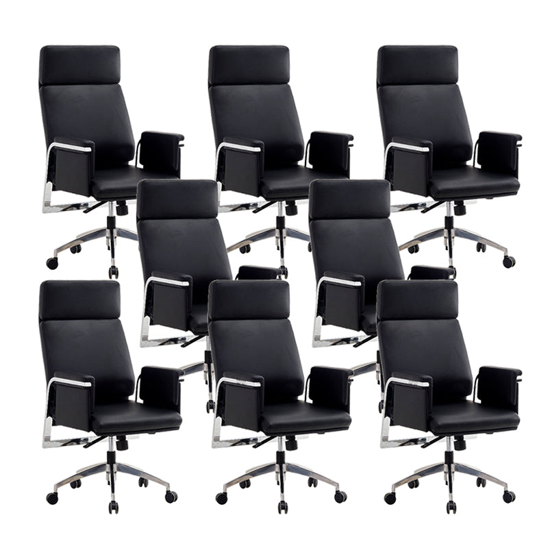 Fauteuil contemporain à hauteur de siège réglable, chaise de bureau en cuir noir