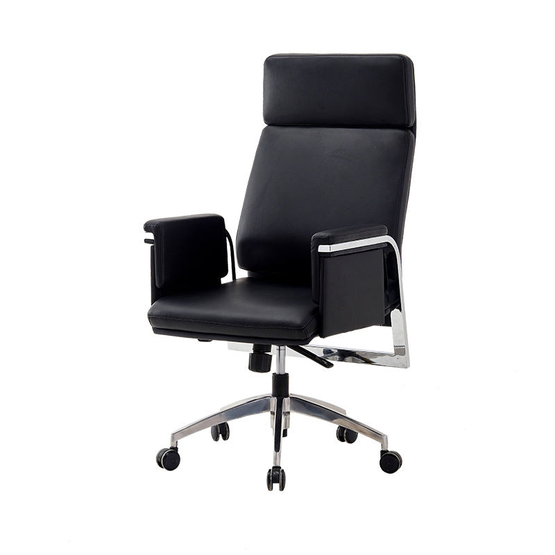 Fauteuil contemporain à hauteur de siège réglable, chaise de bureau en cuir noir
