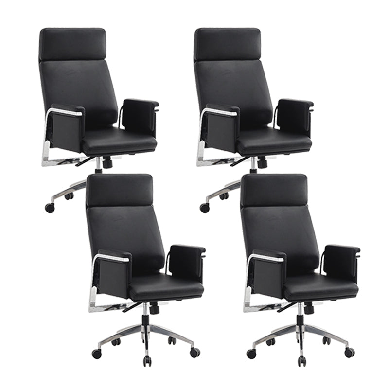 Fauteuil contemporain à hauteur de siège réglable, chaise de bureau en cuir noir