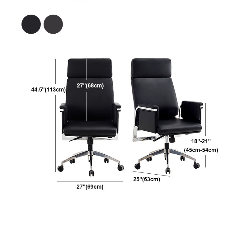 Fauteuil contemporain à hauteur de siège réglable, chaise de bureau en cuir noir