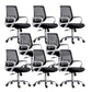 Mid-Back Office Chair Contemporary Ergonomic Arms Included Desk Chair White-Black 8 Piece Set Star Base Clearhalo 'furn' 'furn_office_chair' 'Furniture' 'Office Chairs' 'Office Furniture' 'office_chair' 5917513