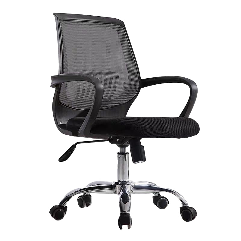 Mid-Back Office Chair Contemporary Ergonomic Arms Included Desk Chair Black 1 Piece Star Base Clearhalo 'furn' 'furn_office_chair' 'Furniture' 'Office Chairs' 'Office Furniture' 'office_chair' 5917516