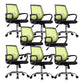 Mid-Back Office Chair Contemporary Ergonomic Arms Included Desk Chair Black Green 8 Piece Set Star Base Clearhalo 'furn' 'furn_office_chair' 'Furniture' 'Office Chairs' 'Office Furniture' 'office_chair' 5917537