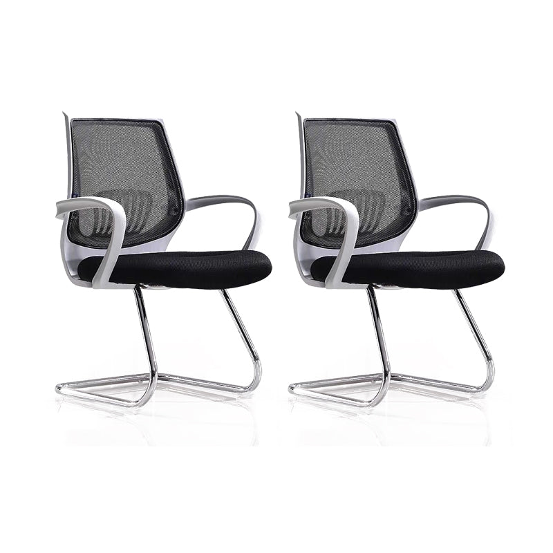 Mid-Back Office Chair Contemporary Ergonomic Arms Included Desk Chair White-Black 2 Piece Set Arch Clearhalo 'furn' 'furn_office_chair' 'Furniture' 'Office Chairs' 'Office Furniture' 'office_chair' 5917539