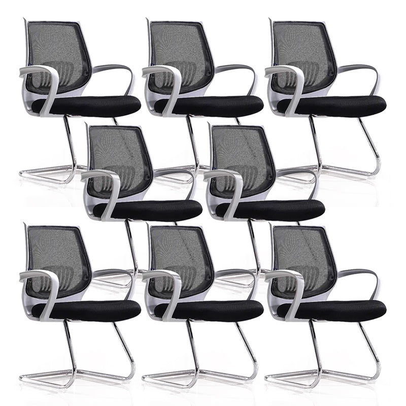 Mid-Back Office Chair Contemporary Ergonomic Arms Included Desk Chair White-Black 8 Piece Set Arch Clearhalo 'furn' 'furn_office_chair' 'Furniture' 'Office Chairs' 'Office Furniture' 'office_chair' 5917542