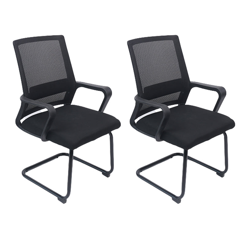 Modern Fixed Arms Office Chair Breathable AirGrid No Wheels Chair Black 2 Piece Set Clearhalo 'furn' 'furn_office_chair' 'Furniture' 'Office Chairs' 'Office Furniture' 'office_chair' 5917553