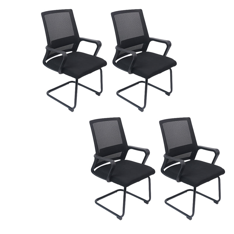 Modern Fixed Arms Office Chair Breathable AirGrid No Wheels Chair Black 4 Piece Set Clearhalo 'furn' 'furn_office_chair' 'Furniture' 'Office Chairs' 'Office Furniture' 'office_chair' 5917557