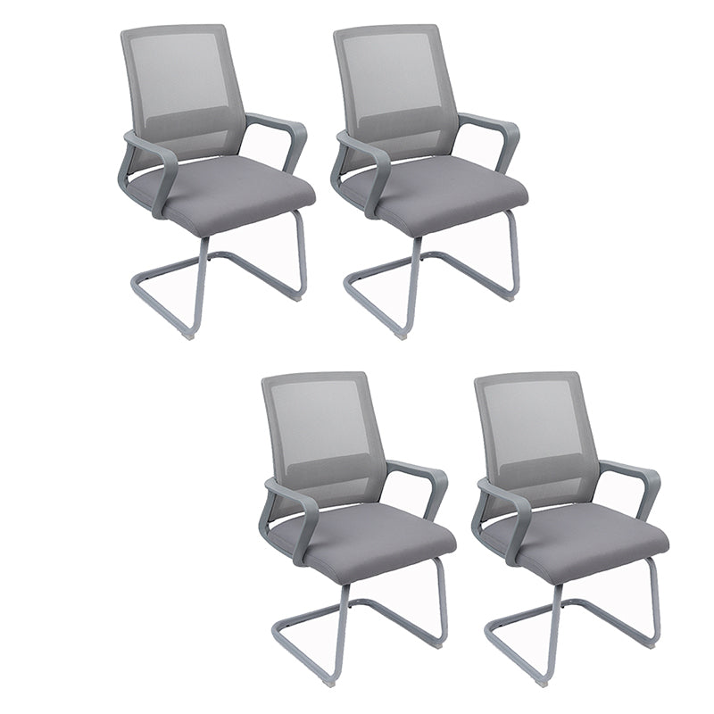 Modern Fixed Arms Office Chair Breathable AirGrid No Wheels Chair Grey 4 Piece Set Clearhalo 'furn' 'furn_office_chair' 'Furniture' 'Office Chairs' 'Office Furniture' 'office_chair' 5917558